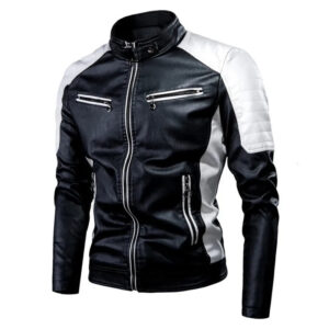 Asphalt Color-Block Faux Leather Racer Jacket
