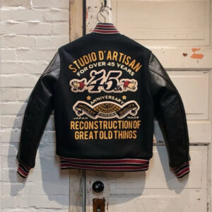 D'Artisan Contrast-Sleeve Varsity Jacket