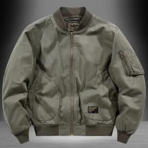 Vintage-Washed Box-Cut Bomber Jacket