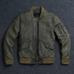 Washed Cowhide Leather Flight Jacket