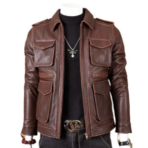 Dual-Pocket Faux Leather Moto Jacket