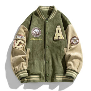 Cropped Chenille Patch Varsity Jacket