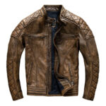 Distressed Cowhide Moto Biker Jacket