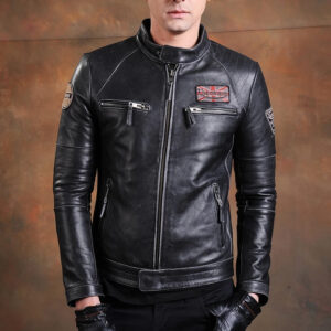 Vintage Embroidered Cowhide Moto Jacket
