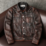 Vintage Brown Cowhide Motorcycle Jacket