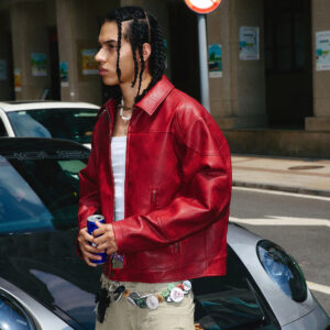 Crimson Red Short Leather Jacket