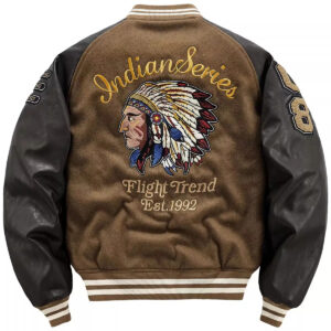 Brown Patchwork Varsity Jacket