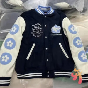 Towel-Embroidered Baseball Jersey Jacket