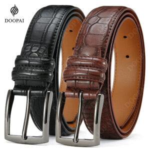 Croc-Embossed Pin-Buckle Belt