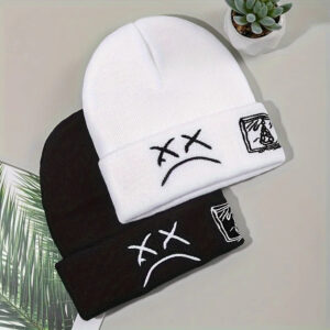 Sad Face Embroidered Beanie