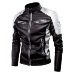 Asphalt Color-Block Faux Leather Racer Jacket – view 2