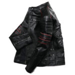Memento Mori Embroidered Cowhide Moto Jacket – view 3