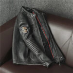 Grand Prix Patched Vintage Cowhide Moto Jacket – view 2