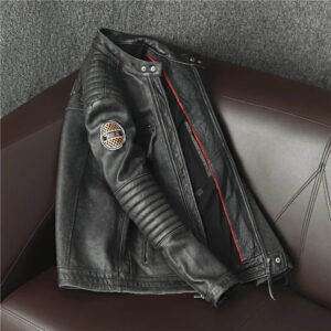 Grand Prix Patched Vintage Cowhide Moto Jacket – view 2