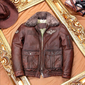 Vintage Cowhide Pilot Jacket with Detachable Collar – view 2