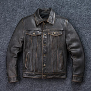 Cropped Oil-Wax Cowhide Leather Jacket – view 2