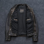 Cropped Oil-Wax Cowhide Leather Jacket – view 3