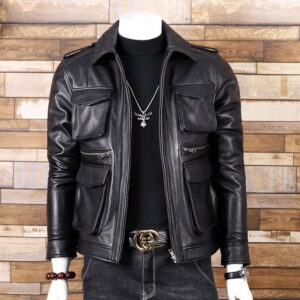Dual-Pocket Faux Leather Moto Jacket – view 2
