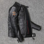 Ribbed-Sleeve Cowhide Biker Jacket – view 2