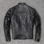 Ribbed-Sleeve Cowhide Biker Jacket – view 4