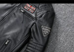 Ribbed-Sleeve Cowhide Biker Jacket – view 13