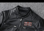 Ribbed-Sleeve Cowhide Biker Jacket – view 9