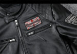 Ribbed-Sleeve Cowhide Biker Jacket – view 11