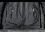 Ribbed-Sleeve Cowhide Biker Jacket – view 15