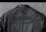 Ribbed-Sleeve Cowhide Biker Jacket – view 16