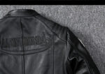 Ribbed-Sleeve Cowhide Biker Jacket – view 17
