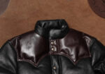 Western-Yoke Cowhide Leather Puffer Jacket – view 19