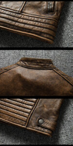 Distressed Cowhide Moto Biker Jacket – view 10