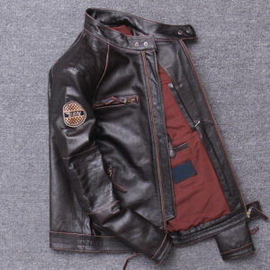 Vintage Embroidered Cowhide Moto Jacket – view 2