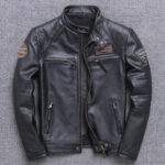 Vintage Embroidered Cowhide Moto Jacket – view 3