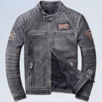 Vintage Embroidered Cowhide Moto Jacket – view 4