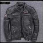 Vintage Embroidered Cowhide Moto Jacket – view 12