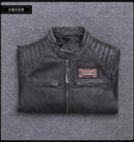 Vintage Embroidered Cowhide Moto Jacket – view 15