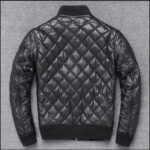 Diamond-Stitch Sheepskin Leather Bomber – view 5