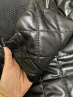 Diamond-Stitch Sheepskin Leather Bomber – view 6