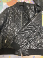 Diamond-Stitch Sheepskin Leather Bomber – view 7