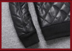 Diamond-Stitch Sheepskin Leather Bomber – view 10