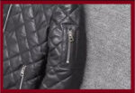 Diamond-Stitch Sheepskin Leather Bomber – view 14