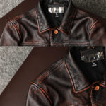 Vintage Brown Cowhide Motorcycle Jacket – view 6