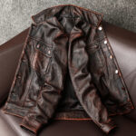 Vintage Brown Cowhide Motorcycle Jacket – view 9
