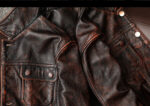 Vintage Brown Cowhide Motorcycle Jacket – view 18