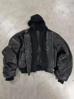 2-in-1 Hooded Faux Leather Jacket – view 6