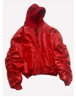 Oversized Hooded Faux Leather Bomber – view 5