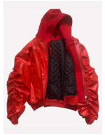 Oversized Hooded Faux Leather Bomber – view 35