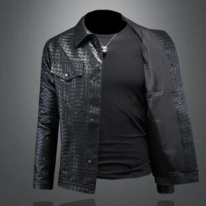 Woven-Texture Faux Leather Jacket – view 2