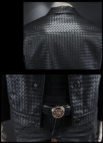 Woven-Texture Faux Leather Jacket – view 16